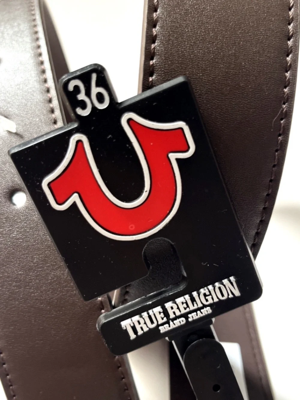 NWT True Religion Brown Belt Sz 36 Western Cowboy Gunmetal Buckle 42